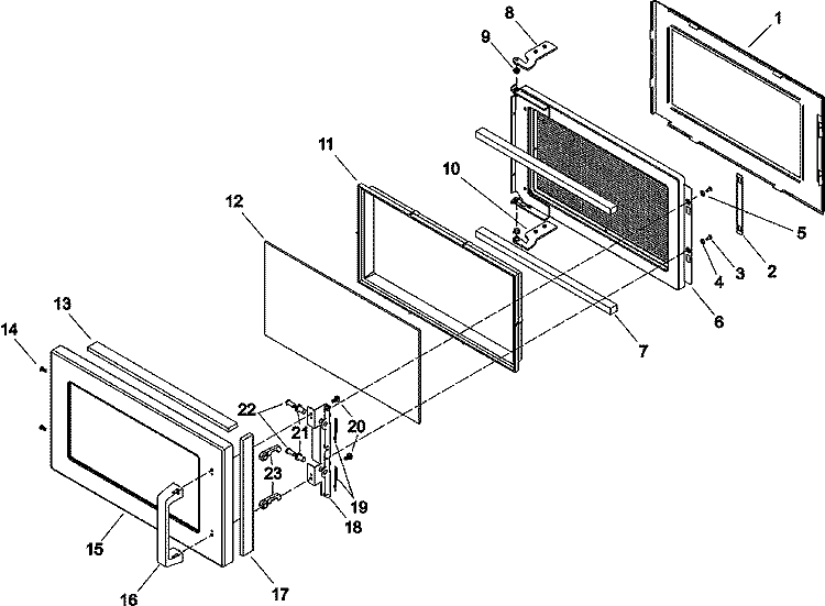 DOOR Diagram and Parts List for DEC14E P1330516M Menumaster Microwave