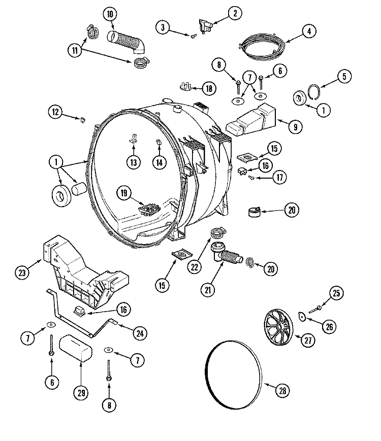 OUTER TUB Diagram and Parts List for MAH4000BWW  Maytag Washer