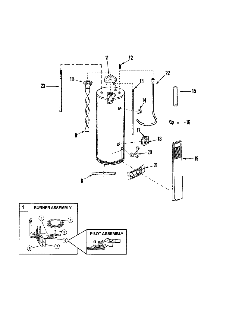 BODY Diagram and Parts List for HRN51250X  Maytag Water Heater
