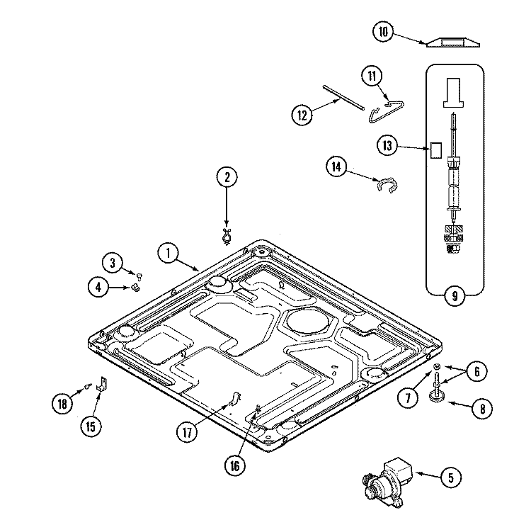 BASE (WASHER) Diagram and Parts List for MHW2000AWW  Maytag Washer Dryer Combo