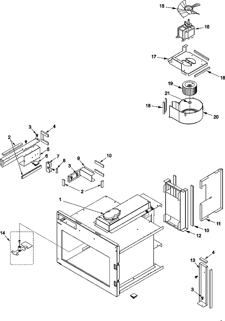 FUSES, ANTENNAS, BLOWER, DUCTS, Diagram and Parts List for HDC122 P1331202M Amana Microwave