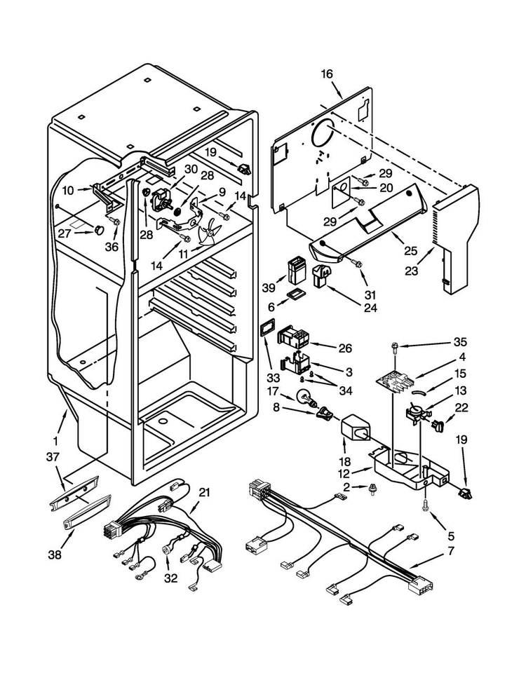 Liner Parts Diagram and Parts List for M8RXCGFXB03  Maytag Refrigerator