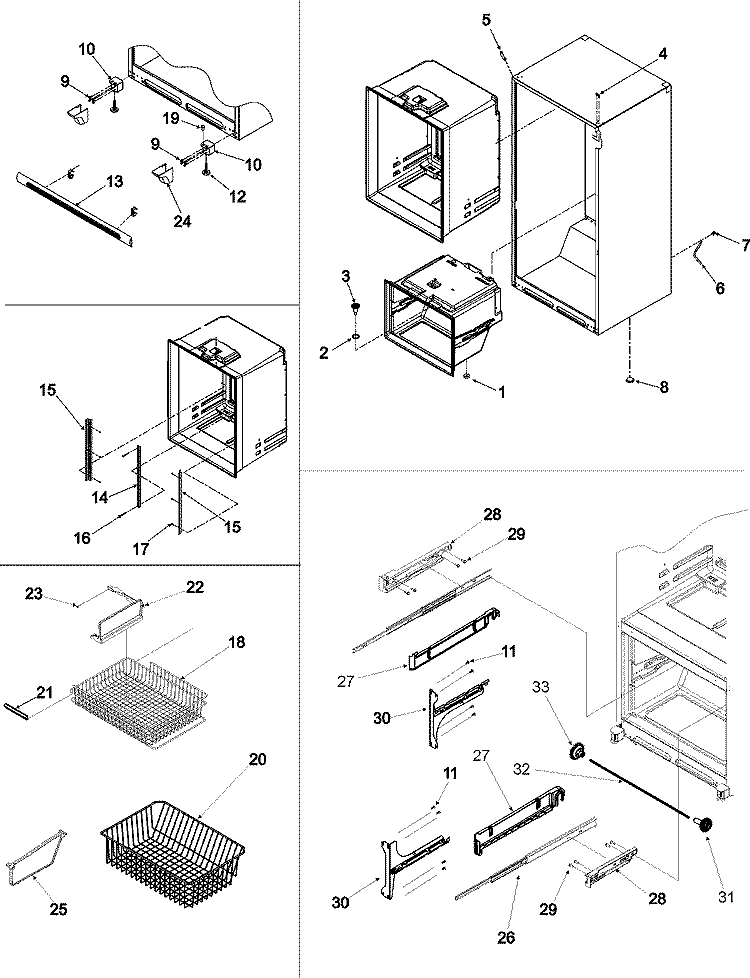 INTERIOR CABINET & FREEZER SHELVES Diagram and Parts List for PBF2555HES  Maytag Refrigerator