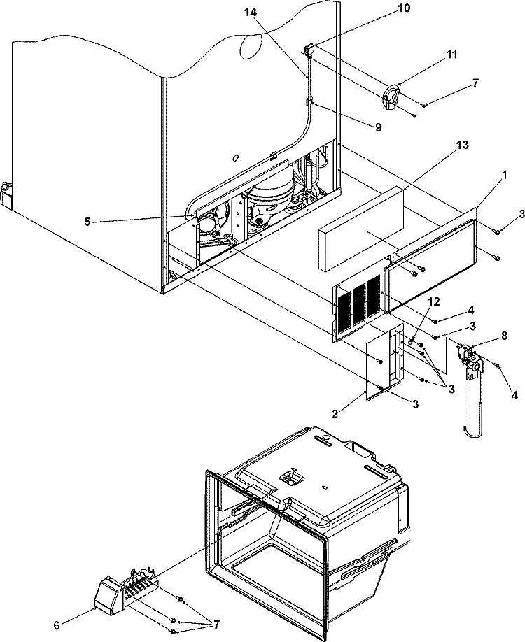 CABINET BACK Diagram and Parts List for PBF1951HEQ  Maytag Refrigerator