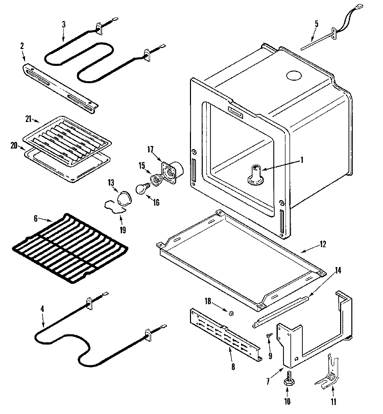 OVEN / BASE Diagram and Parts List for AER5511ACW  Amana Range