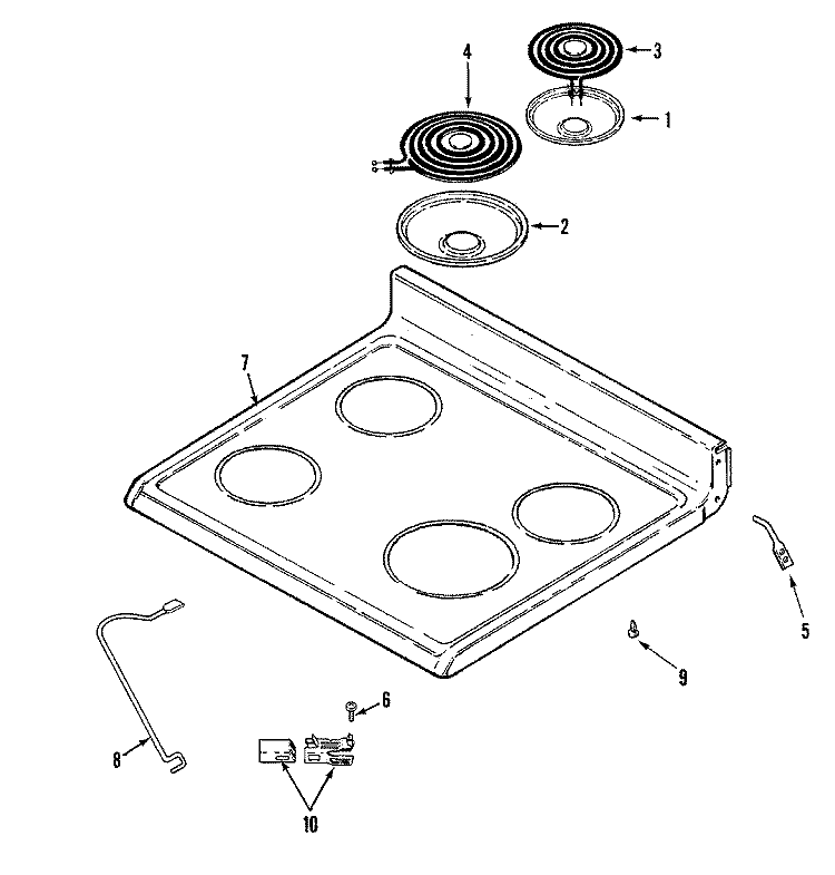 TOP ASSEMBLY Diagram and Parts List for AER4311AAW  Amana Range