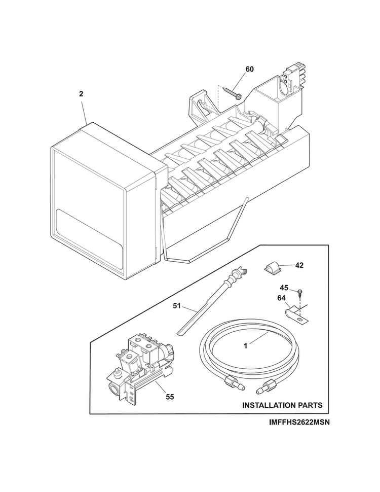 Ice Maker Diagram and Parts List for CRSH232PB9A  Crosley Refrigerator