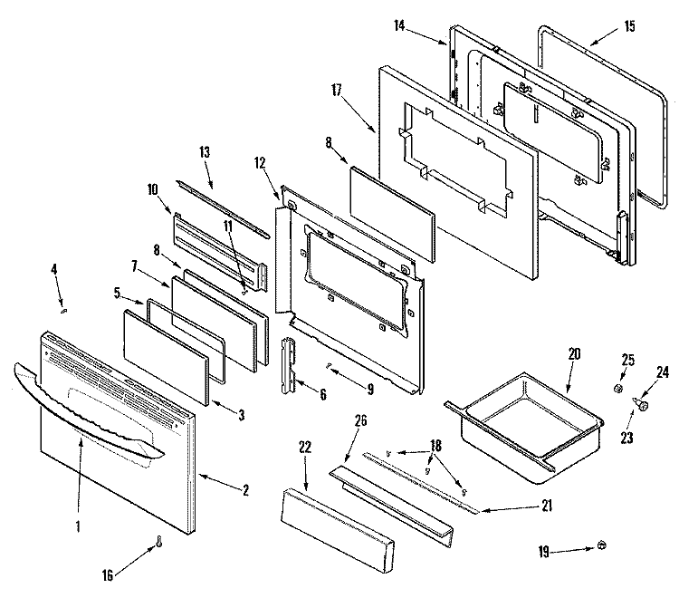 DOOR / DRAWER (STL) Diagram and Parts List for MER5751BAS  Maytag Range