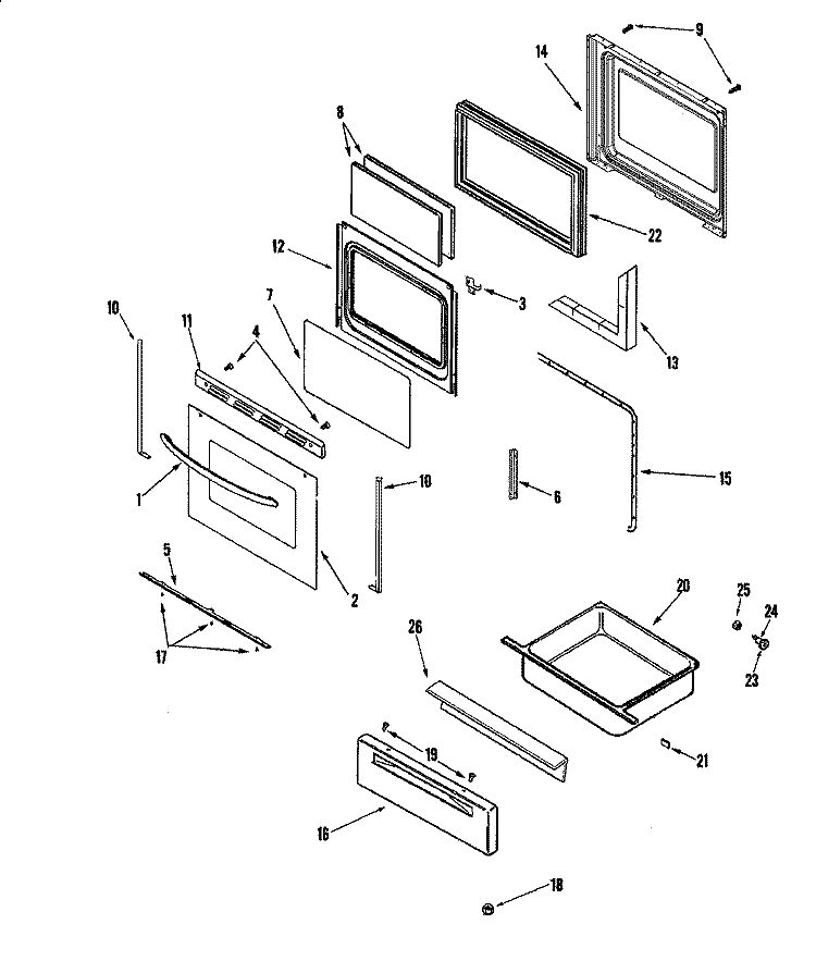 DOOR / DRAWER Diagram and Parts List for AGR5712ADW  Amana Range