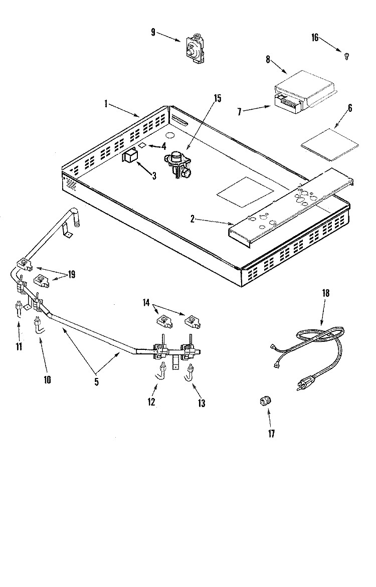 BODY Diagram and Parts List for JGC8430BDW  Jenn-Air Cooktop