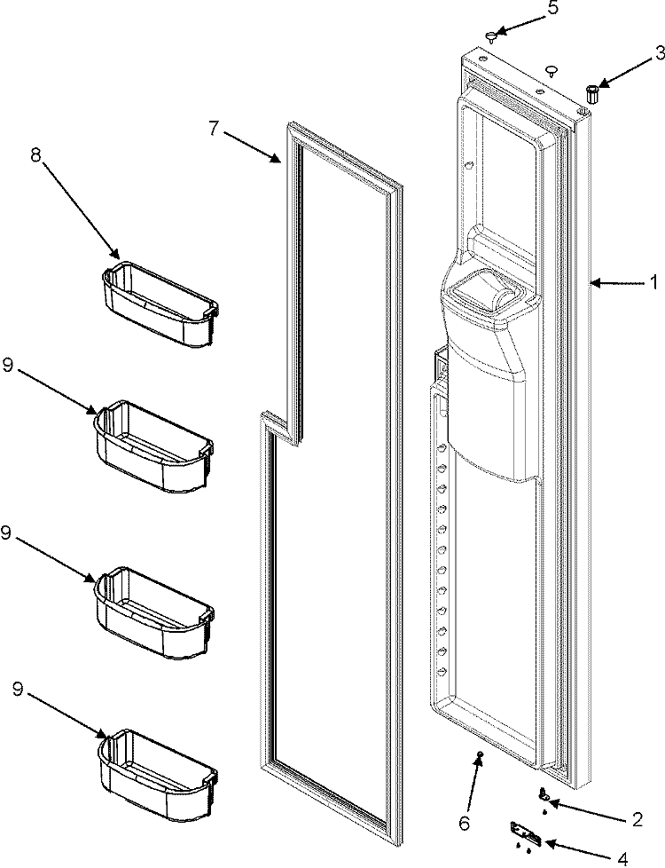 FREEZER DOOR Diagram and Parts List for MZD2665HEB  Maytag Refrigerator