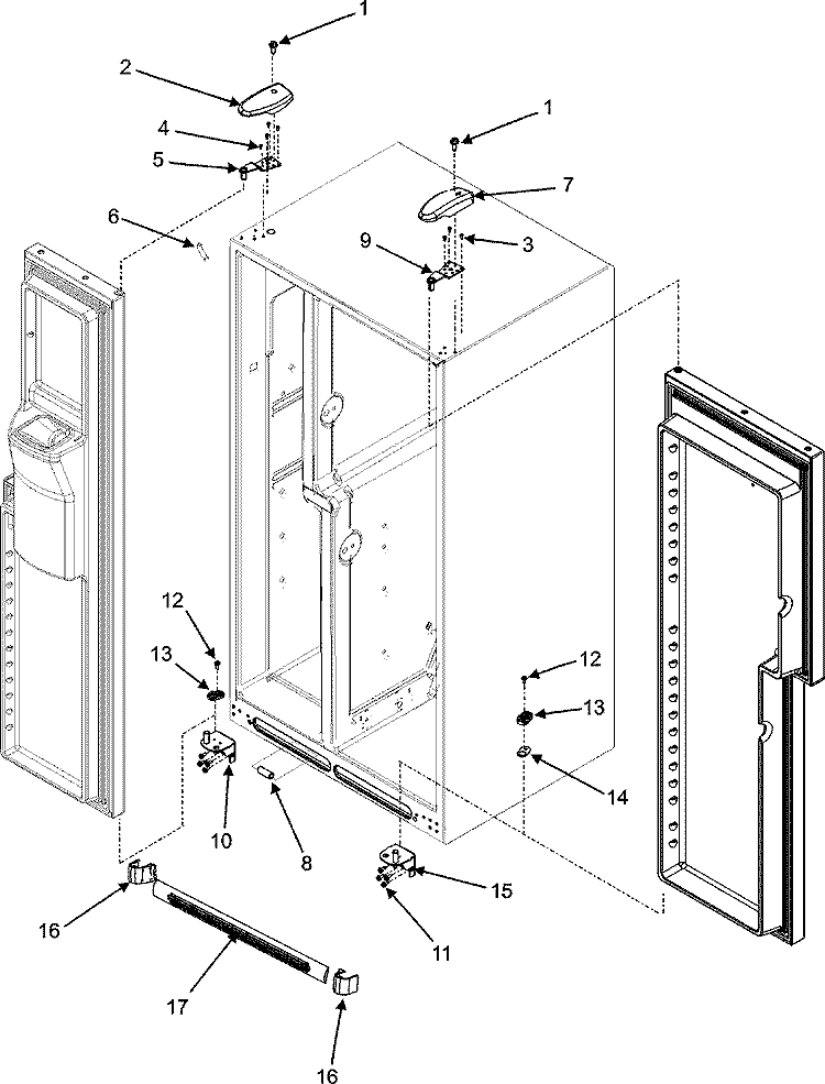 HINGES & TOE GRILLE Diagram and Parts List for GZ2626GEKS  Maytag Refrigerator
