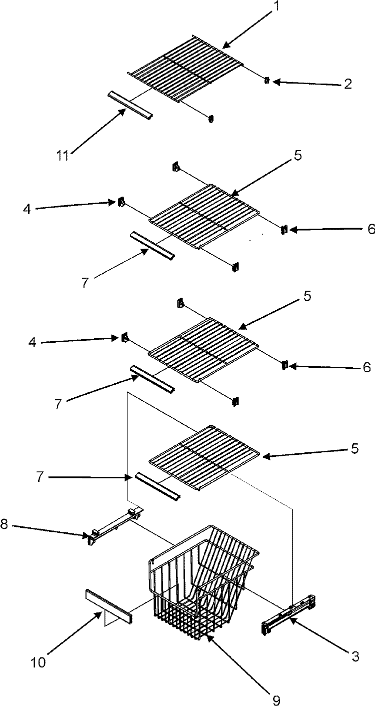FREEZER SHELVES (SERIES 10) Diagram and Parts List for MSD2655HES  Maytag Refrigerator
