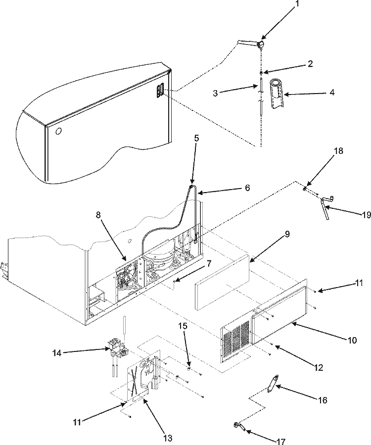 CABINET BACK Diagram and Parts List for JCB2285HES  Jenn-Air Refrigerator