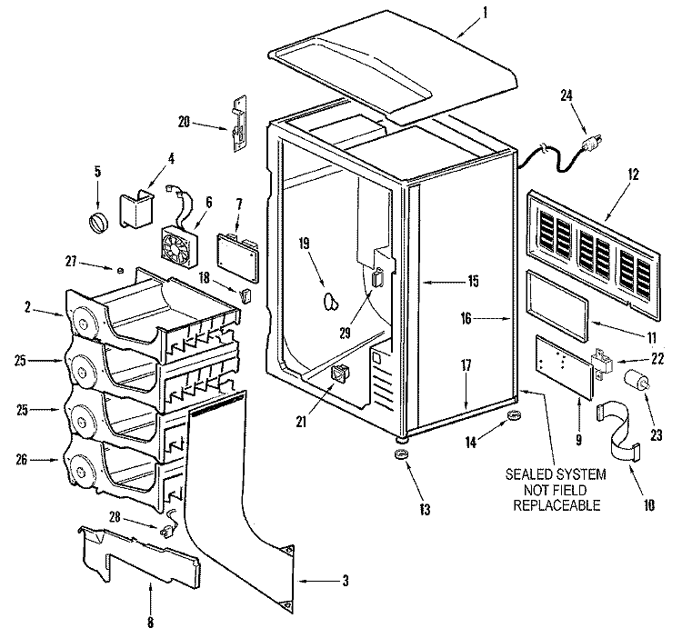 CABINET Diagram and Parts List for MBV1976AAP  Maytag Refrigerator