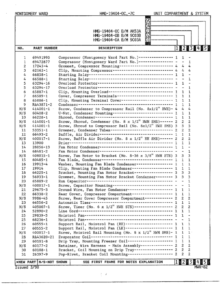 Unit Compartment And System Page 2 Diagram and Parts List for 19404-OC  Admiral Refrigerator