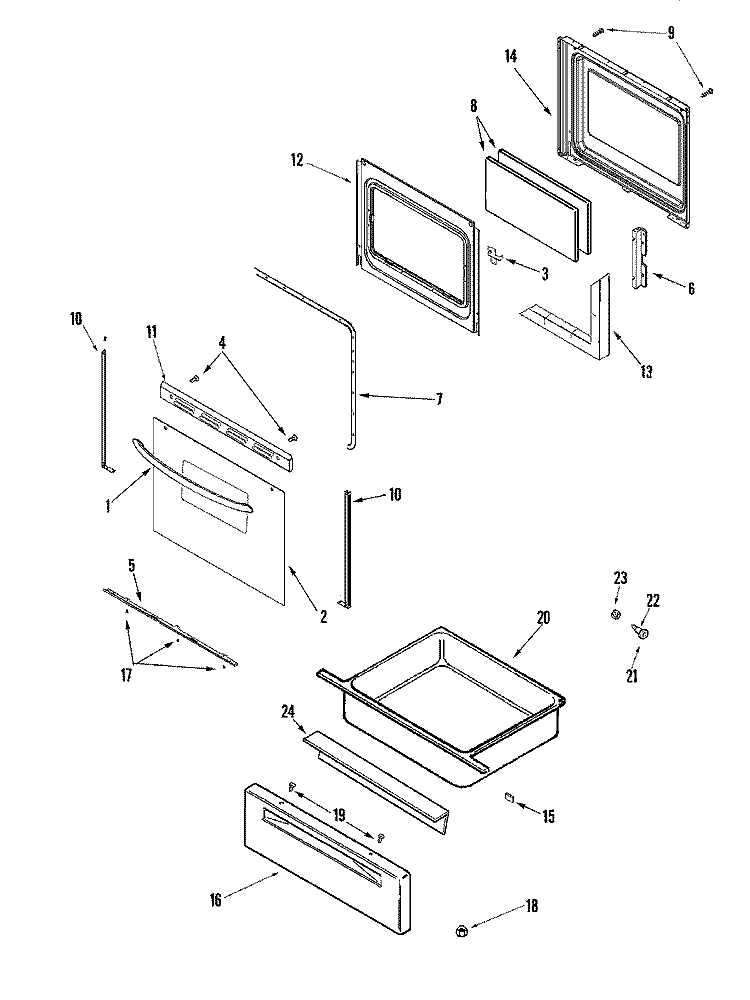 DOOR / DRAWER Diagram and Parts List for MGR5751ADB  Maytag Range