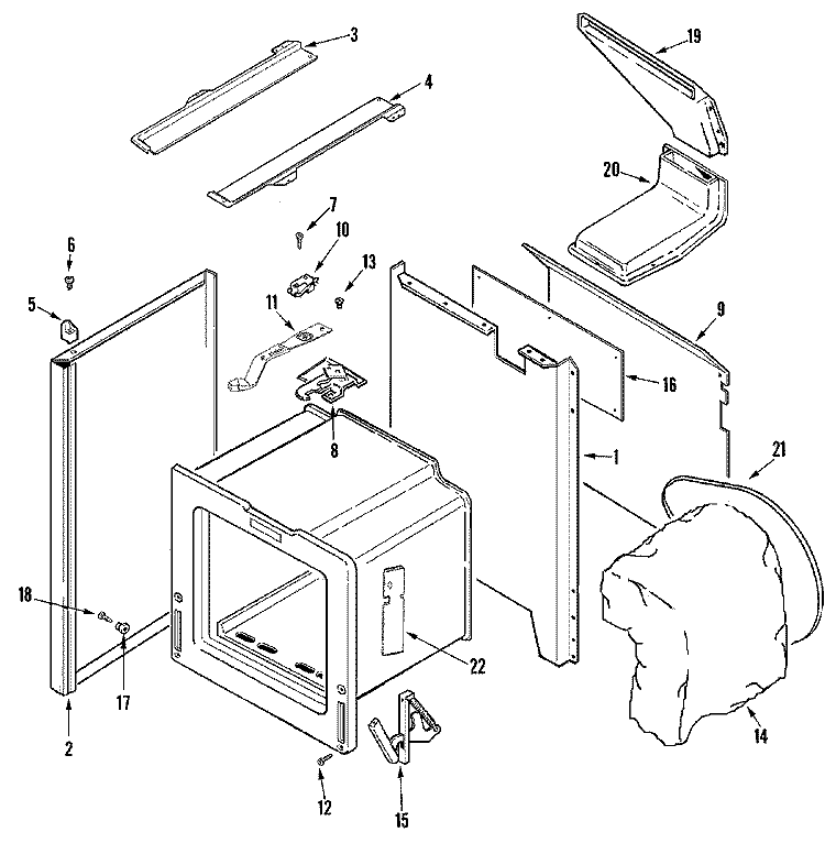 BODY Diagram and Parts List for AGR5712BDW  Amana Range