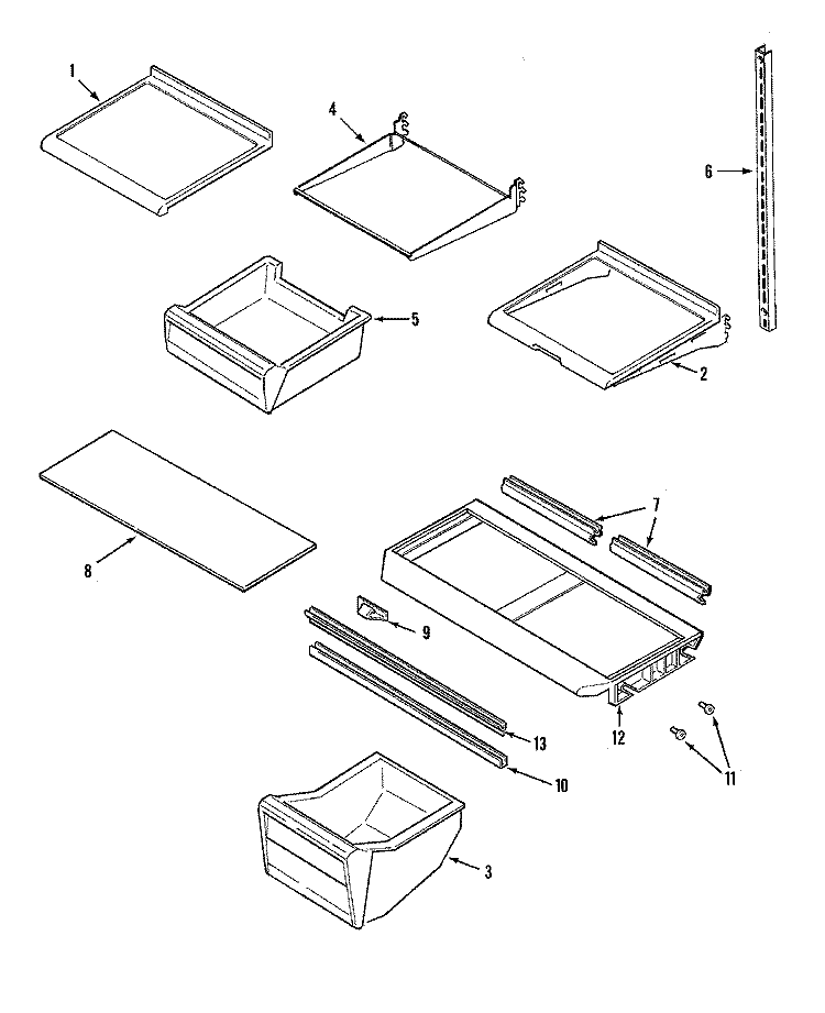 SHELVES & ACCESSORIES Diagram and Parts List for PTF216LHRQ  Maytag Refrigerator
