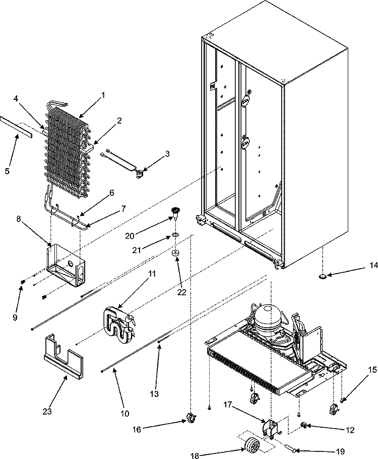 EVAPORATOR / ROLLERS / WATER TANK (SER.10) Diagram and Parts List for MSD2657HEQ  Maytag Refrigerator