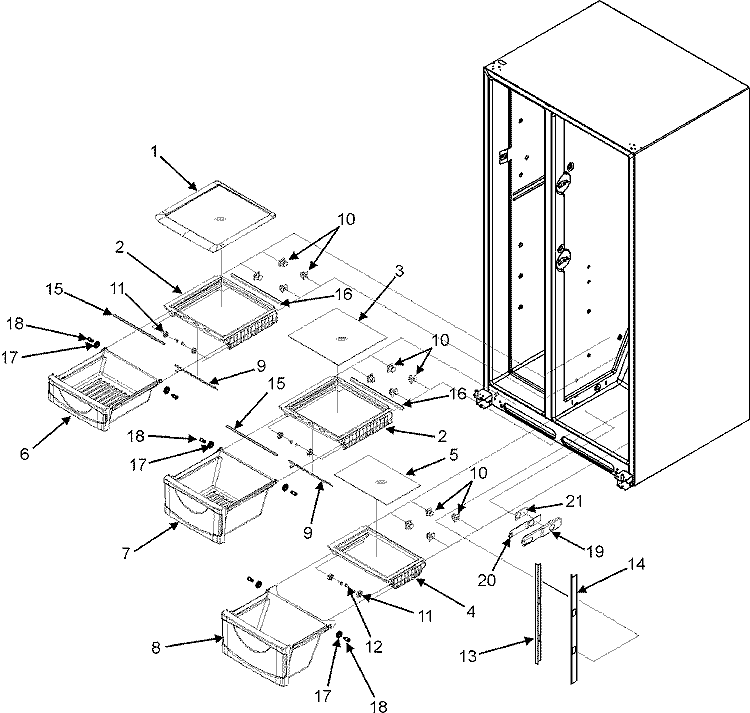 CRISPER ASSEMBLY (SERIES 10) Diagram and Parts List for MSD2655HES  Maytag Refrigerator