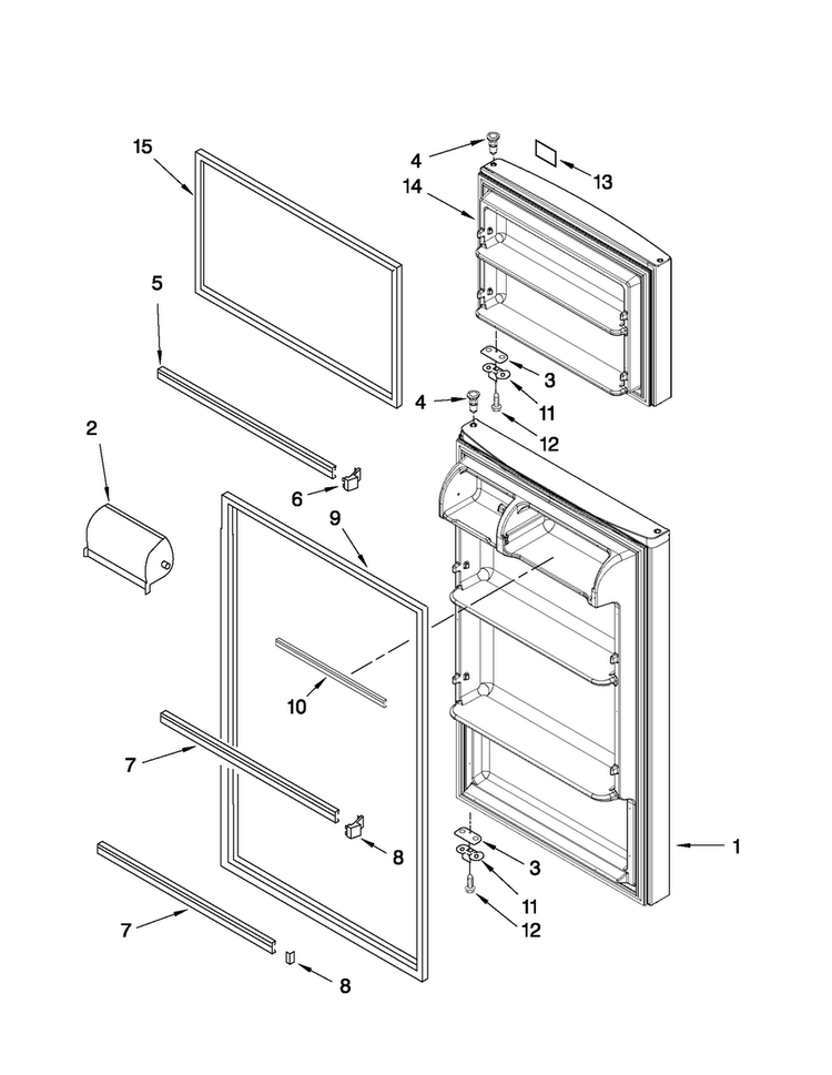 Door Parts Diagram and Parts List for A8RXNGMWH02  Amana Refrigerator