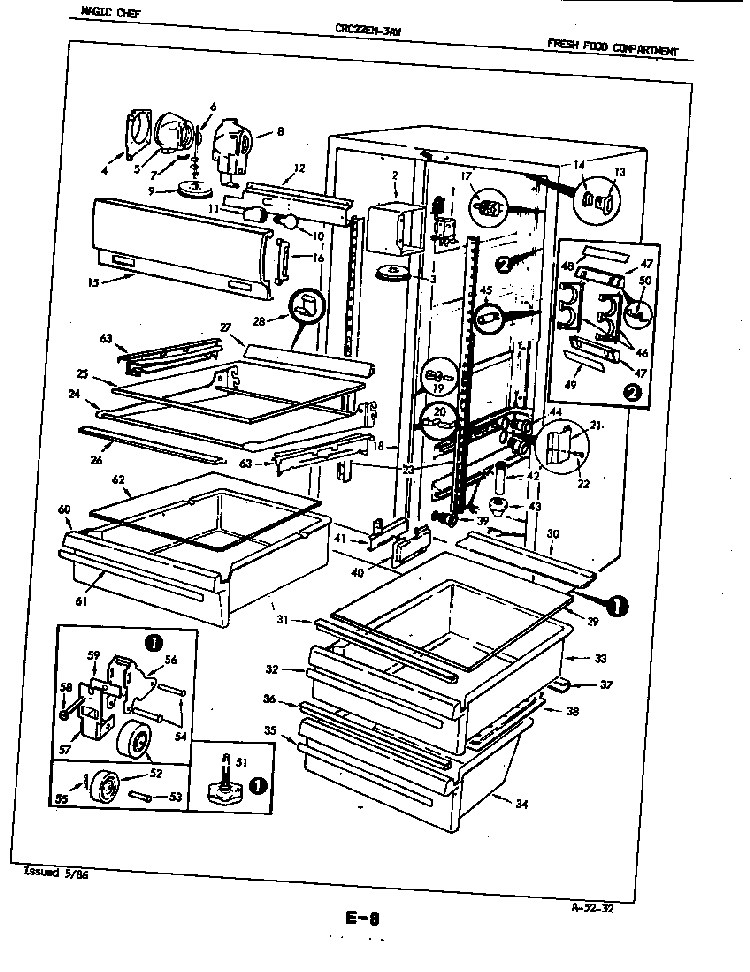Fresh Food Compartment Diagram and Parts List for CRC22EA-3AW-5M79B  Magic Chef Refrigerator