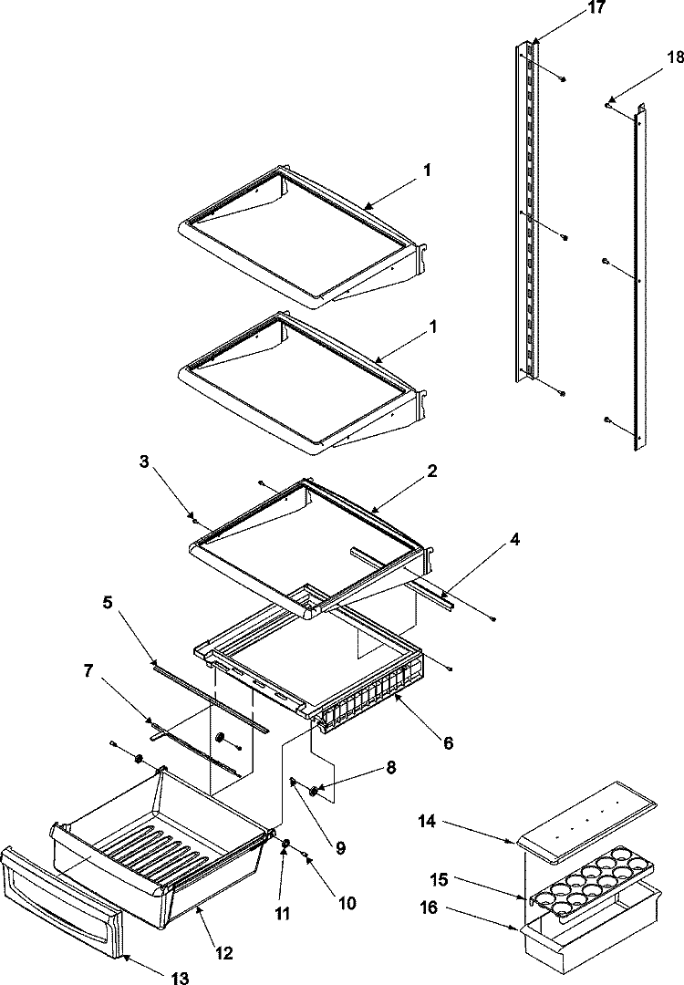 DELI AND REF SHELF Diagram and Parts List for ACD2238HTS  Amana Refrigerator