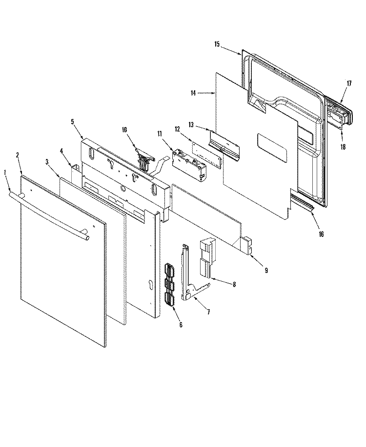 CONTROL PANEL & DOOR Diagram and Parts List for JDB2100AWS  Jenn-Air Dishwasher