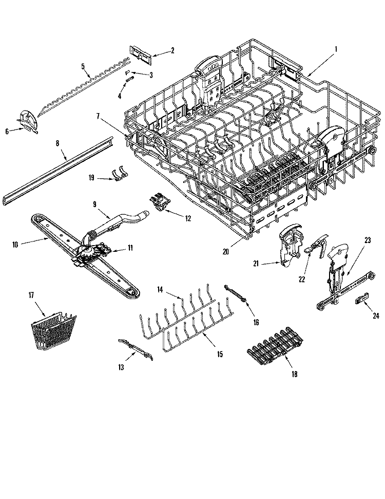 RAIL & RACK ASSEMBLY (UPR) Diagram and Parts List for JDB2100AWS  Jenn-Air Dishwasher