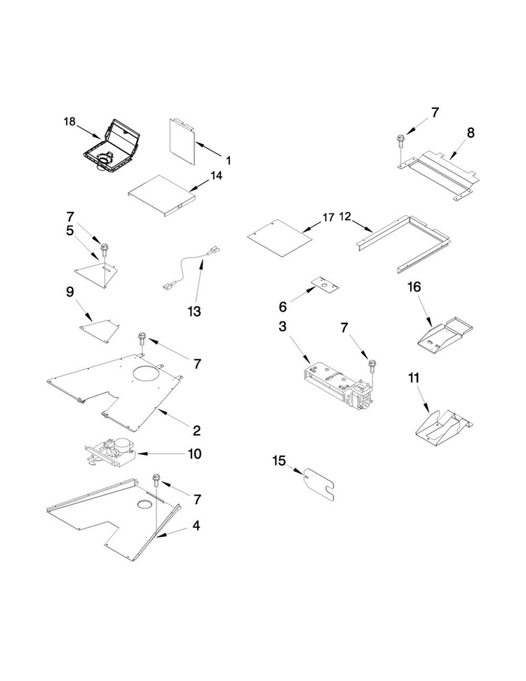 Top Venting Diagram and Parts List for JLRP430WP00  Jenn-Air Range