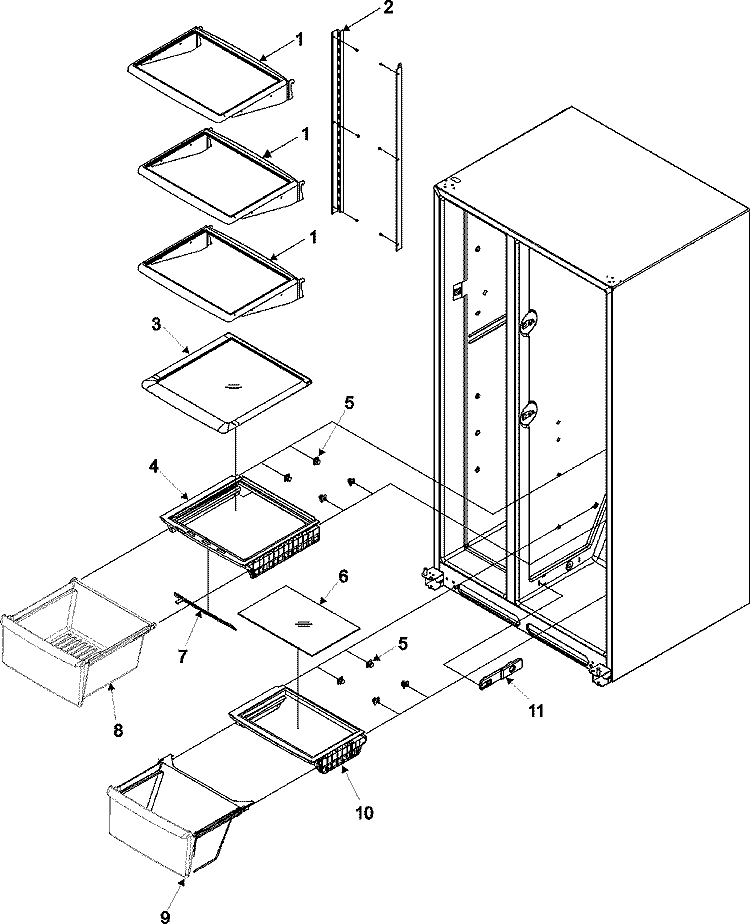 CRISPER ASSY & REF SHELF Diagram and Parts List for ASD2622HRQ  Amana Refrigerator