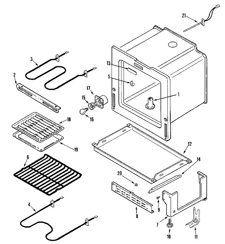 OVEN / BASE Diagram and Parts List for AER4311AAW  Amana Range