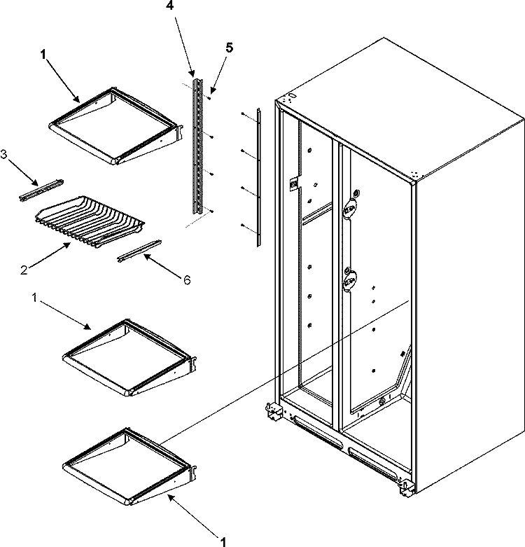 REFRIGERATOR SHELVES (SERIES 10) Diagram and Parts List for PSD266LHEW  Maytag Refrigerator