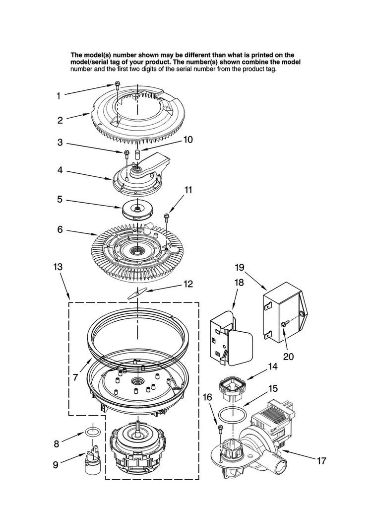 Pump And Motor Parts Diagram and Parts List for MDB5601AWB46  Maytag Dishwasher