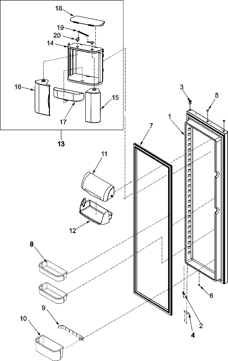 REFRIGERATOR DOOR Diagram and Parts List for ASB2623HRQ  Amana Refrigerator