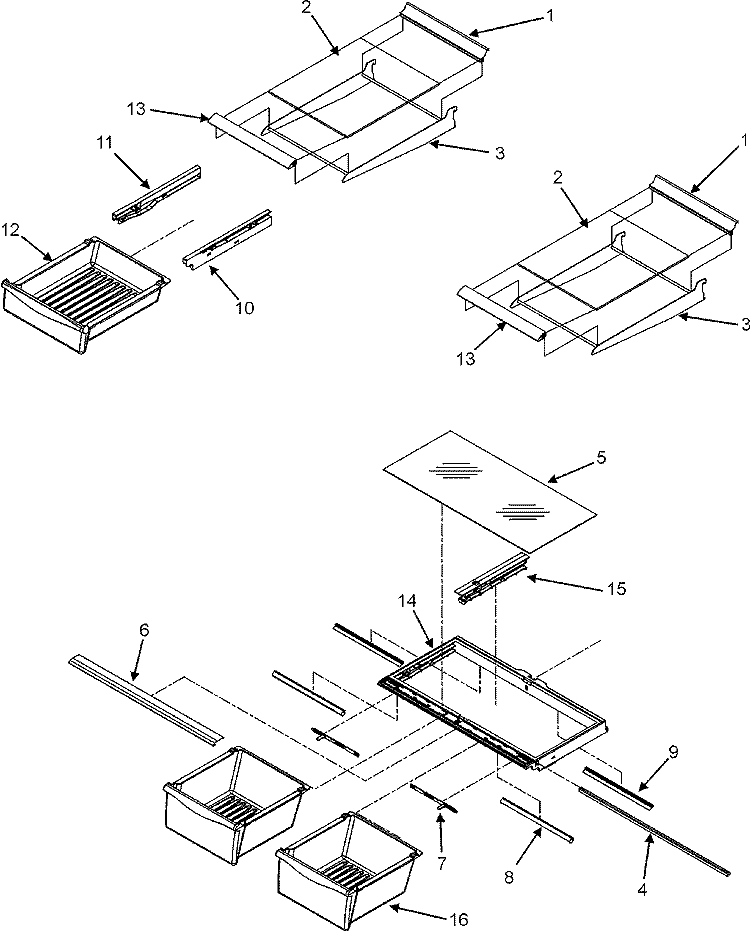 REFRIGERATOR SHELVING Diagram and Parts List for CB19G6W  Crosley Refrigerator