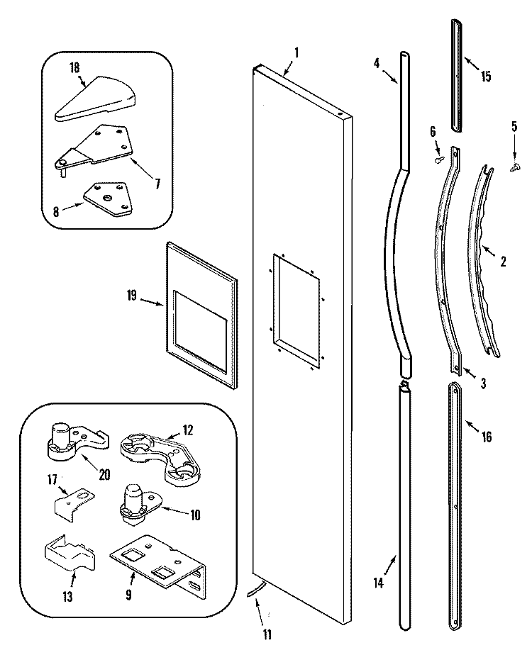 FREEZER OUTER DOOR Diagram and Parts List for GS2126CEDW  Maytag Refrigerator