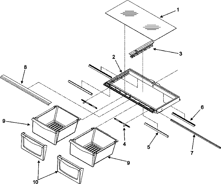 CRISPER ASSEMBLY Diagram and Parts List for JBL2256HES  Jenn-Air Refrigerator
