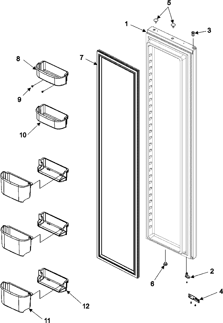 FREEZER DOOR Diagram and Parts List for ASB2623HRQ  Amana Refrigerator