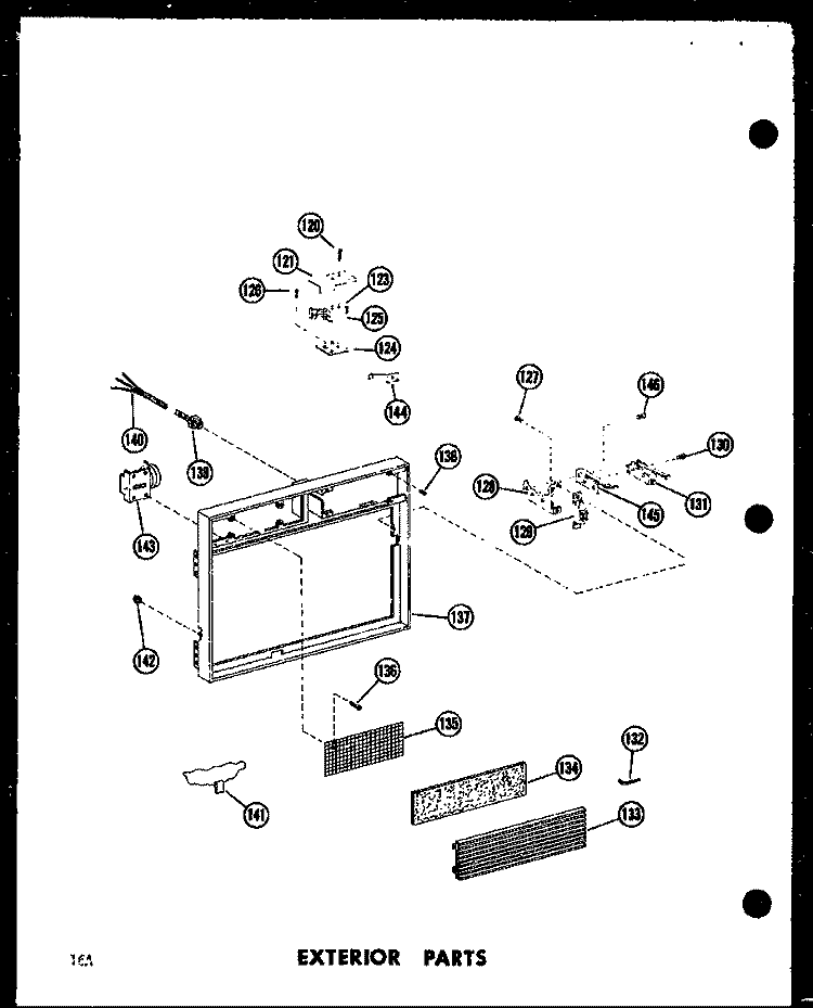 EXTERIOR PARTS Diagram and Parts List for RC-7D P7130103M Amana Microwave