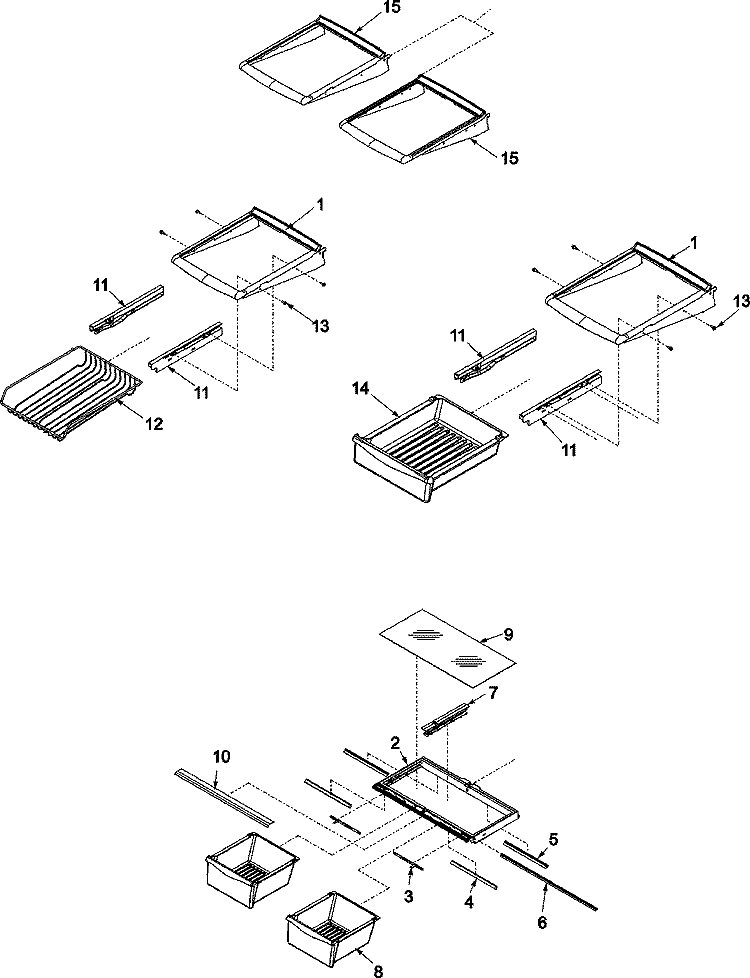 REFRIGERATOR SHELVING Diagram and Parts List for ABB2224DES  Amana Refrigerator