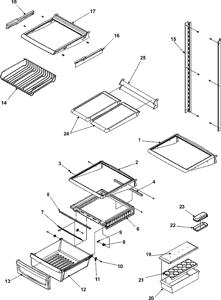 DELI AND REF SHELF Diagram and Parts List for ASD2628HEQ  Amana Refrigerator
