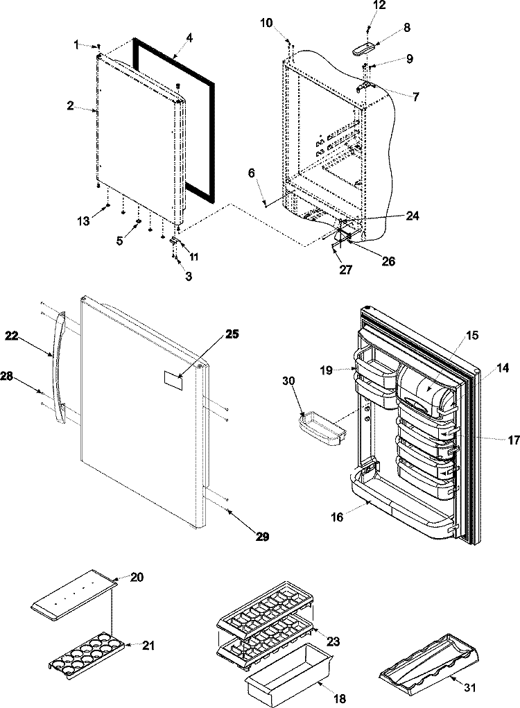 REFRIGERATOR DOOR Diagram and Parts List for ABB2227DEB  Amana Refrigerator