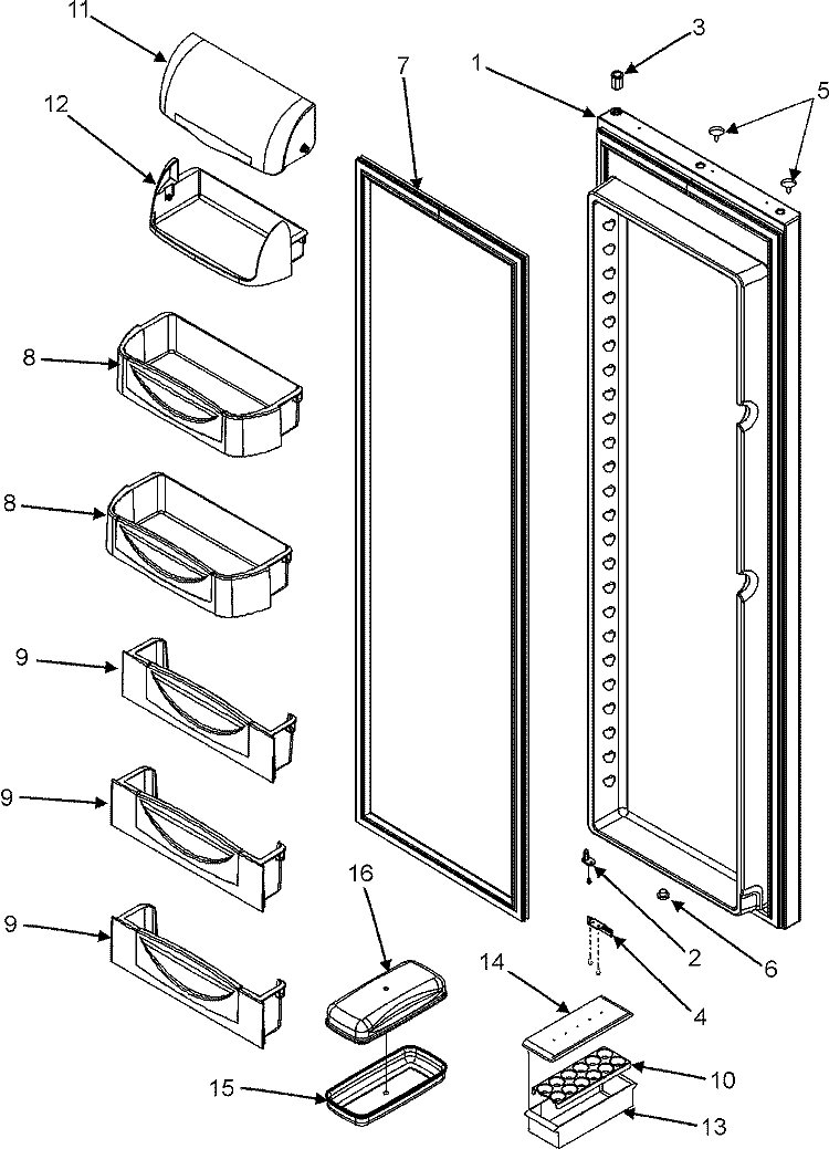 REFRIGERATOR DOOR Diagram and Parts List for MCD2257HES  Maytag Refrigerator