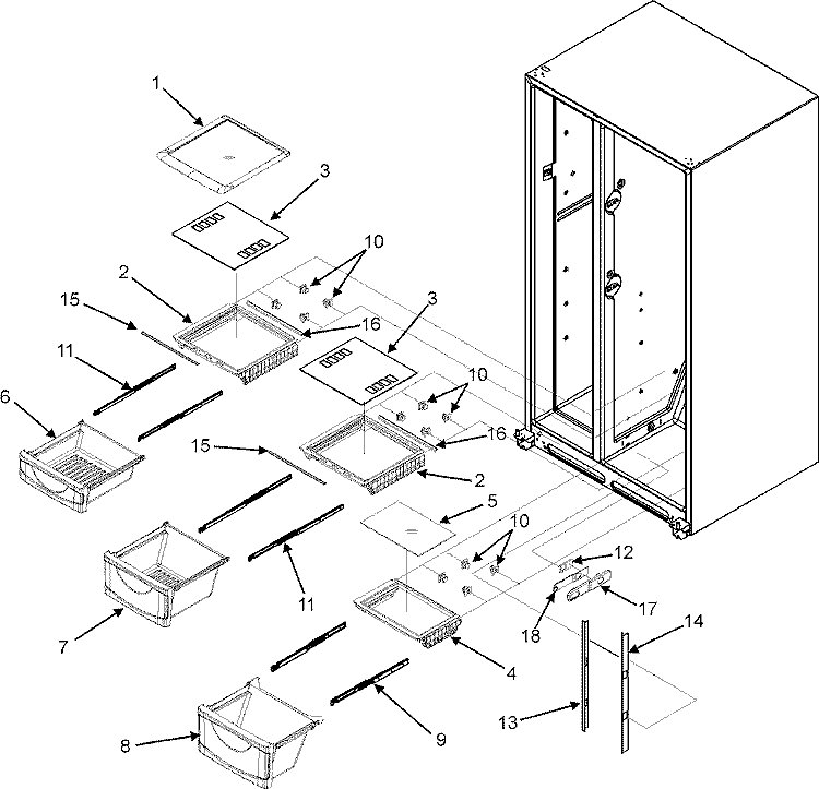 CRISPER ASSEMBLY Diagram and Parts List for MCD2257HES  Maytag Refrigerator