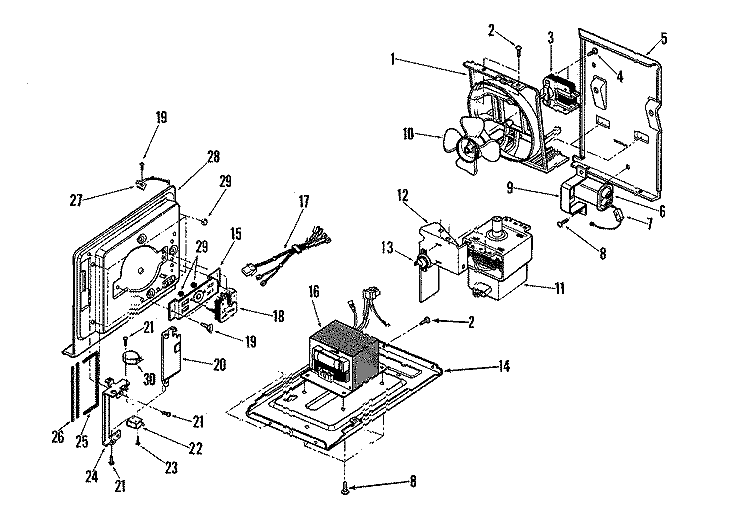 INTERNAL CONTROLS / CONVECTION Diagram and Parts List for AMV6177AAB  Amana Microwave