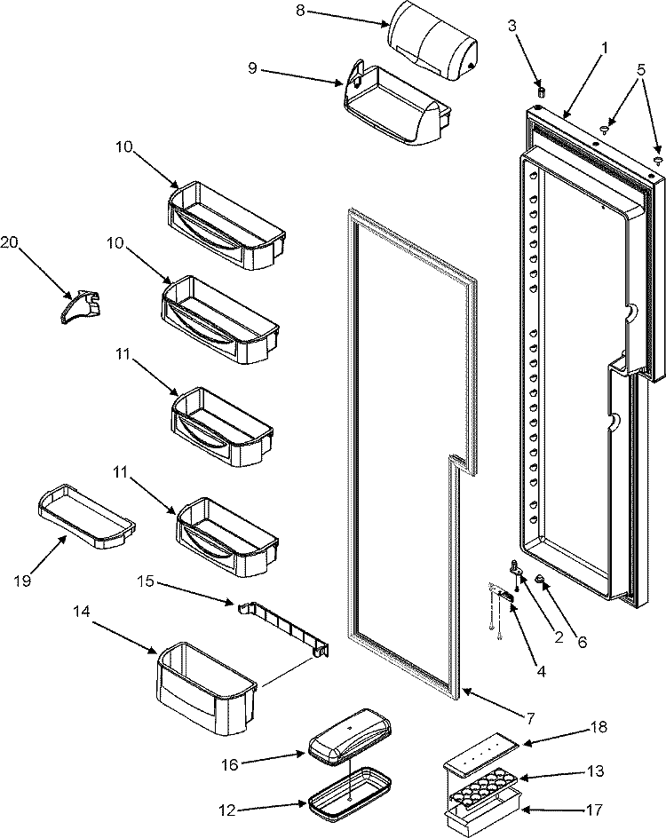 REFRIGERATOR DOOR Diagram and Parts List for MZD2669KEB  Maytag Refrigerator