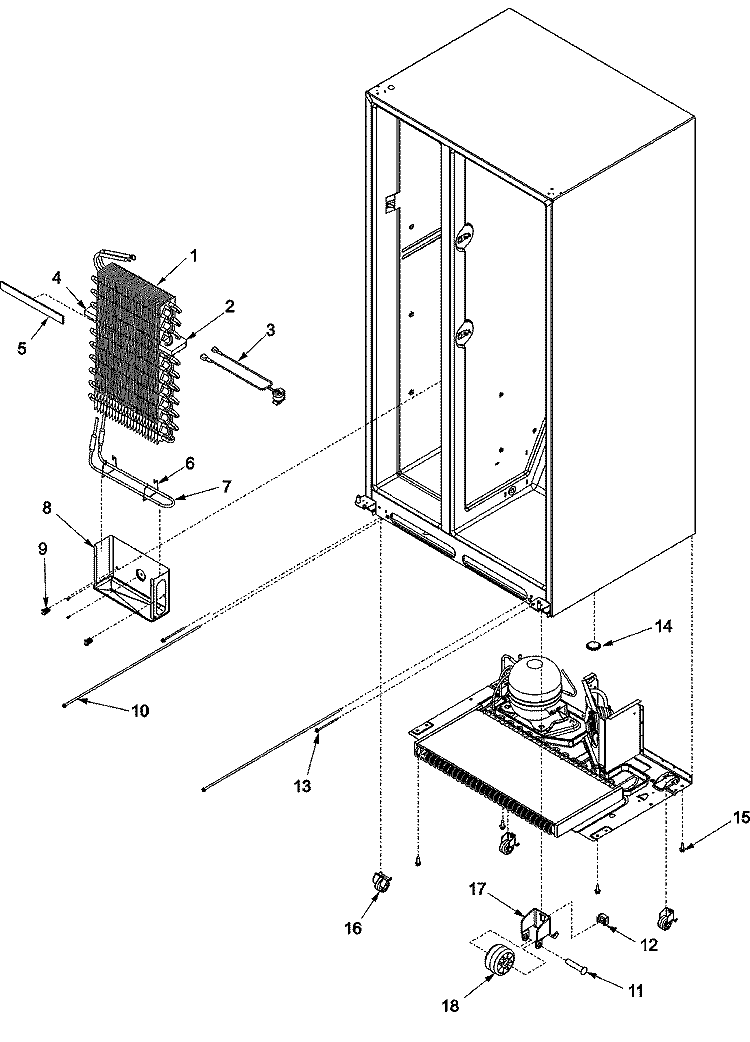 EVAPORATOR ASSY AND ROLLERS Diagram and Parts List for JCB2285HES  Jenn-Air Refrigerator