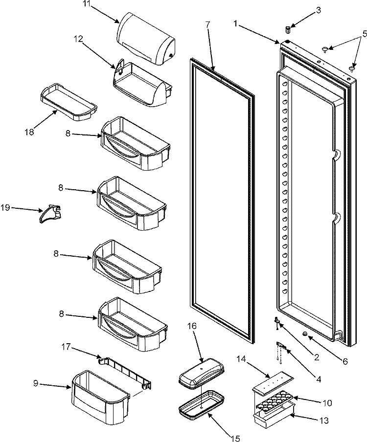 REFRIGERATOR DOOR (SERIES 10) Diagram and Parts List for MSD2657HEQ  Maytag Refrigerator
